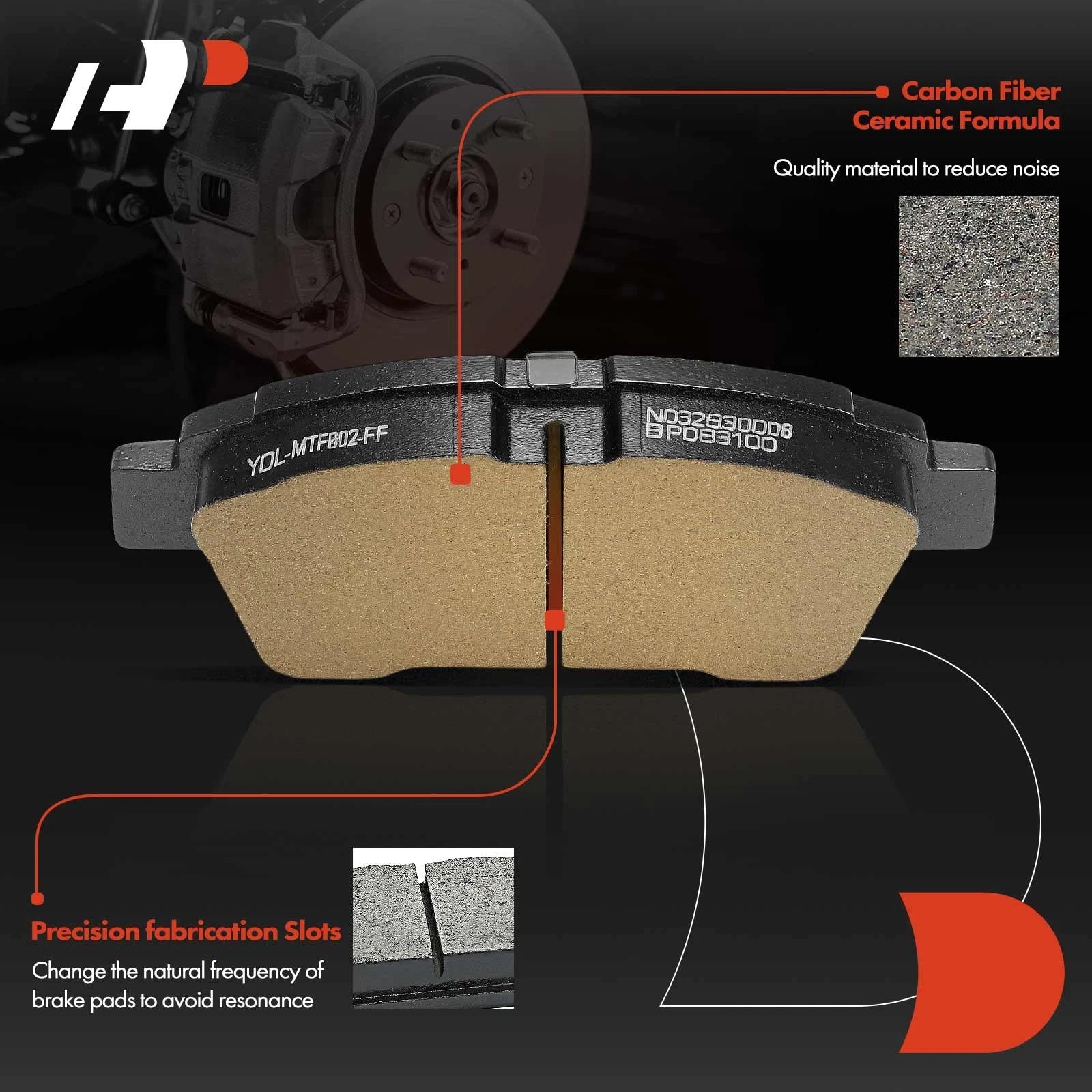 Front 4x Ceramic Brake Pads for Toyota Echo 2000–2001 L4 1.5L DOHC Sedan
