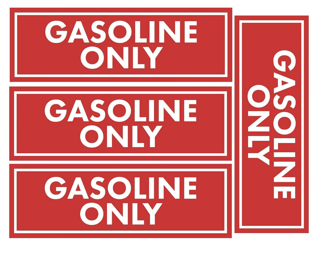 Set of 4 Gasoline Only Fuel Caution Warning Decals for Universal Use
