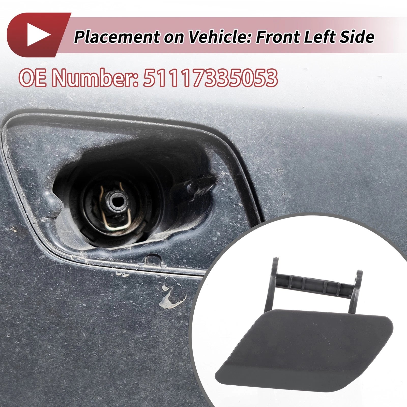Front Left Washer Nozzle Cover Cap No. 51117335053 for BMW 740i (2013–2015)