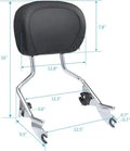 Chrome Backrest Pad Sissy Bar for Harley Touring Road Glide FLTR (2009-2022)