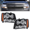 Headlights Amber Corner Black Pair for Chevy Avalanche/Suburban/Tahoe (2007–2014)