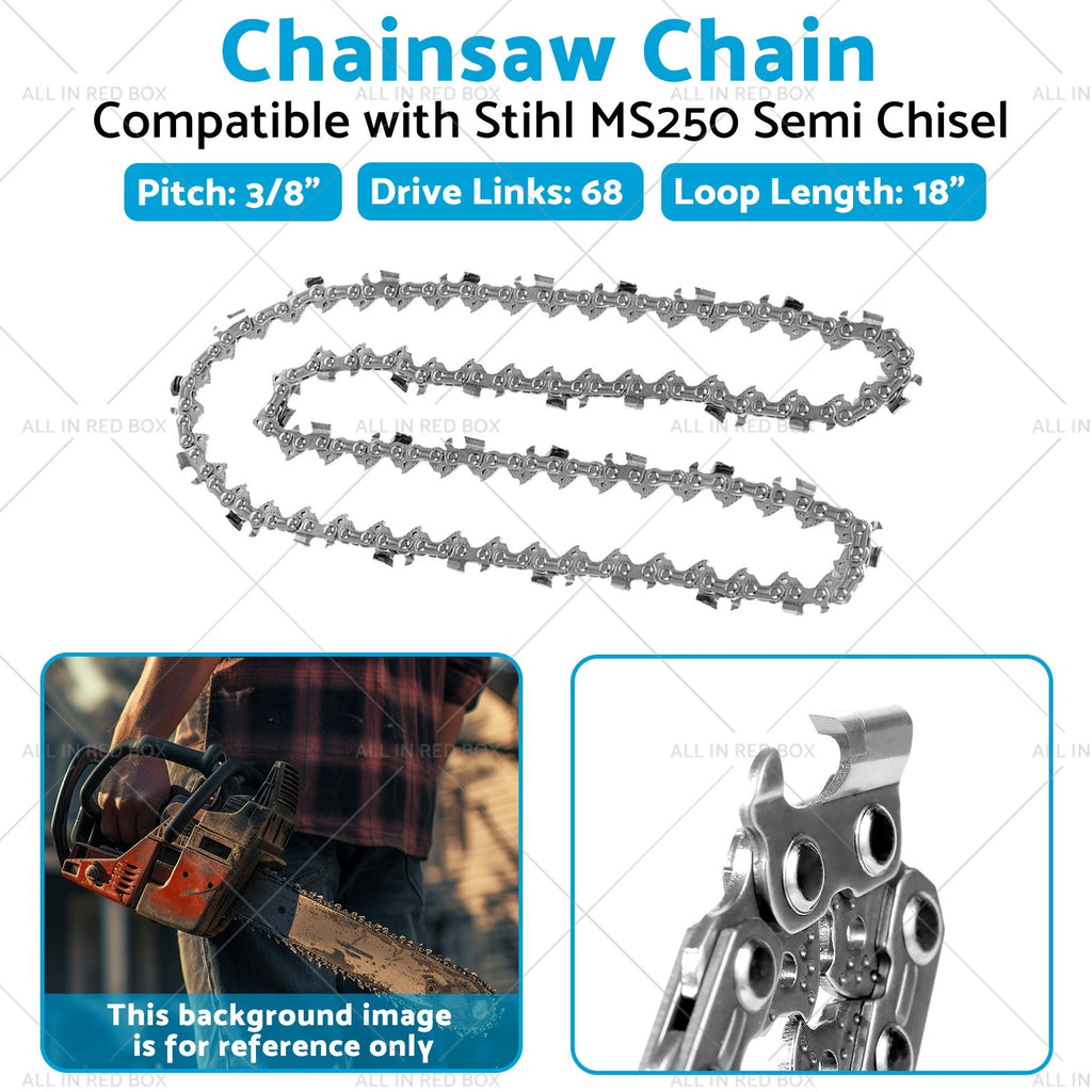 18" Tungsten Carbide Saw Chain for Stihl MS250 (Fits .325" 68 DL)