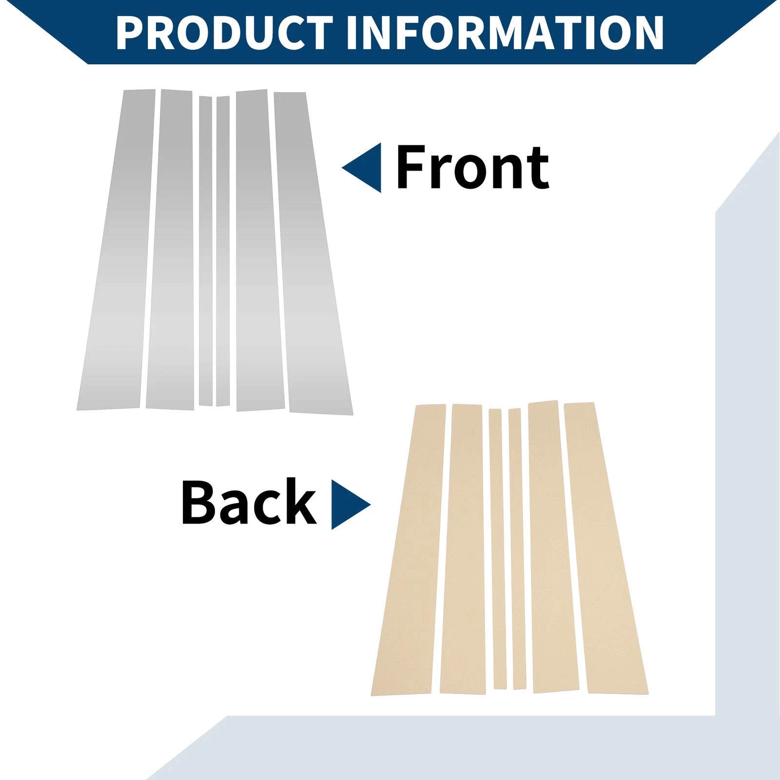 Set of 6 Door Pillar Window Trim for Ford Expedition (1997–2017) Silver Tone