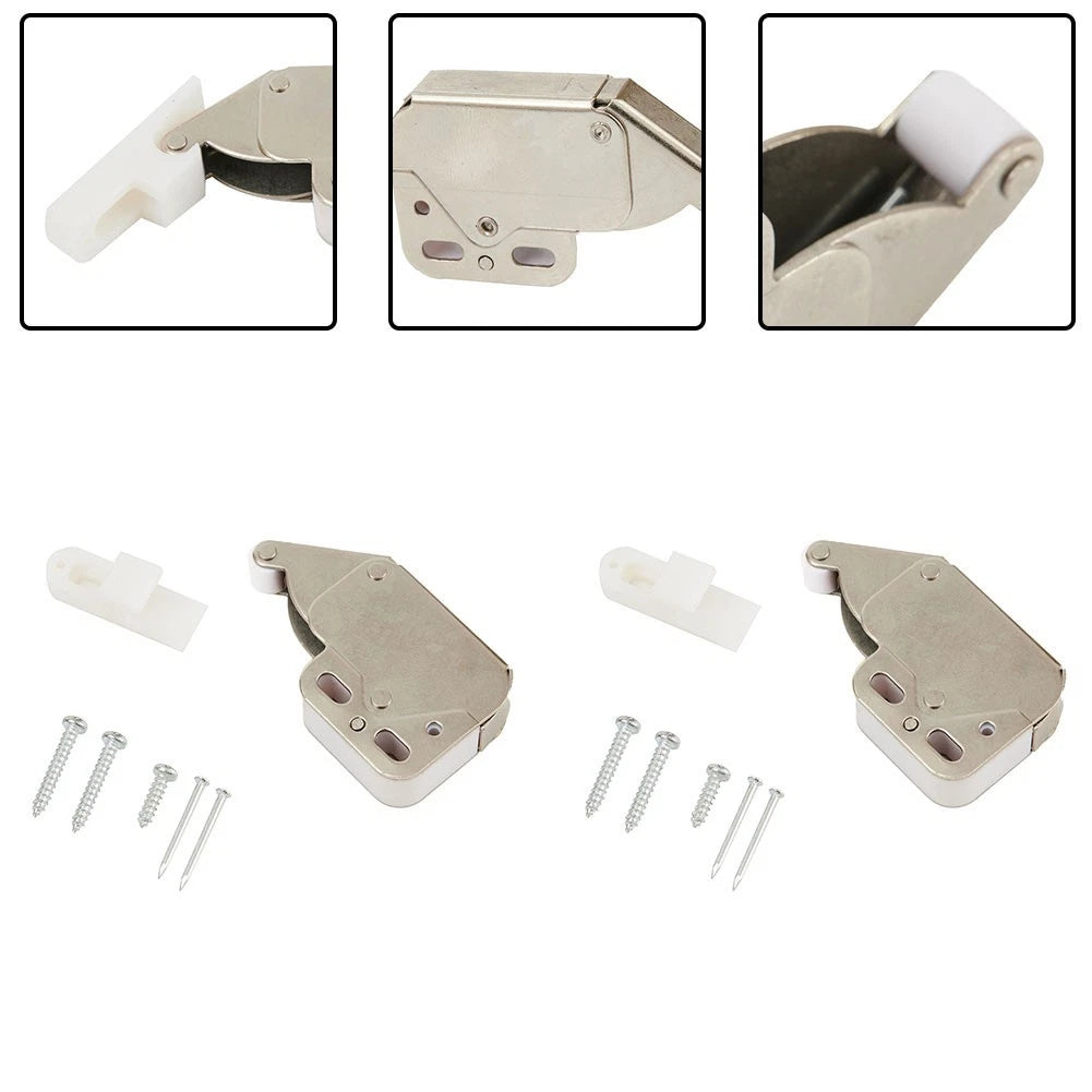 Set of 2 Spring Loaded Cabinet Latches for Cupboards/Doors