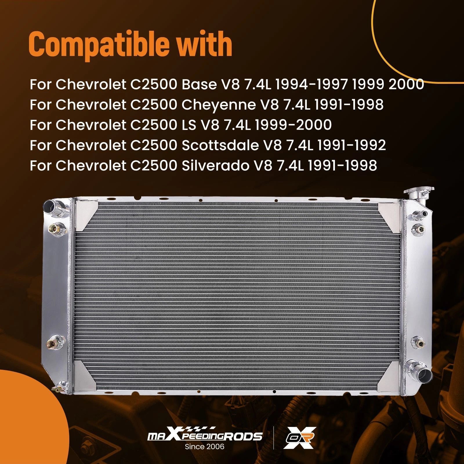 3 Row Radiator for Chevrolet GMC C2500 K2500 7.4L V8 (1988–2000)