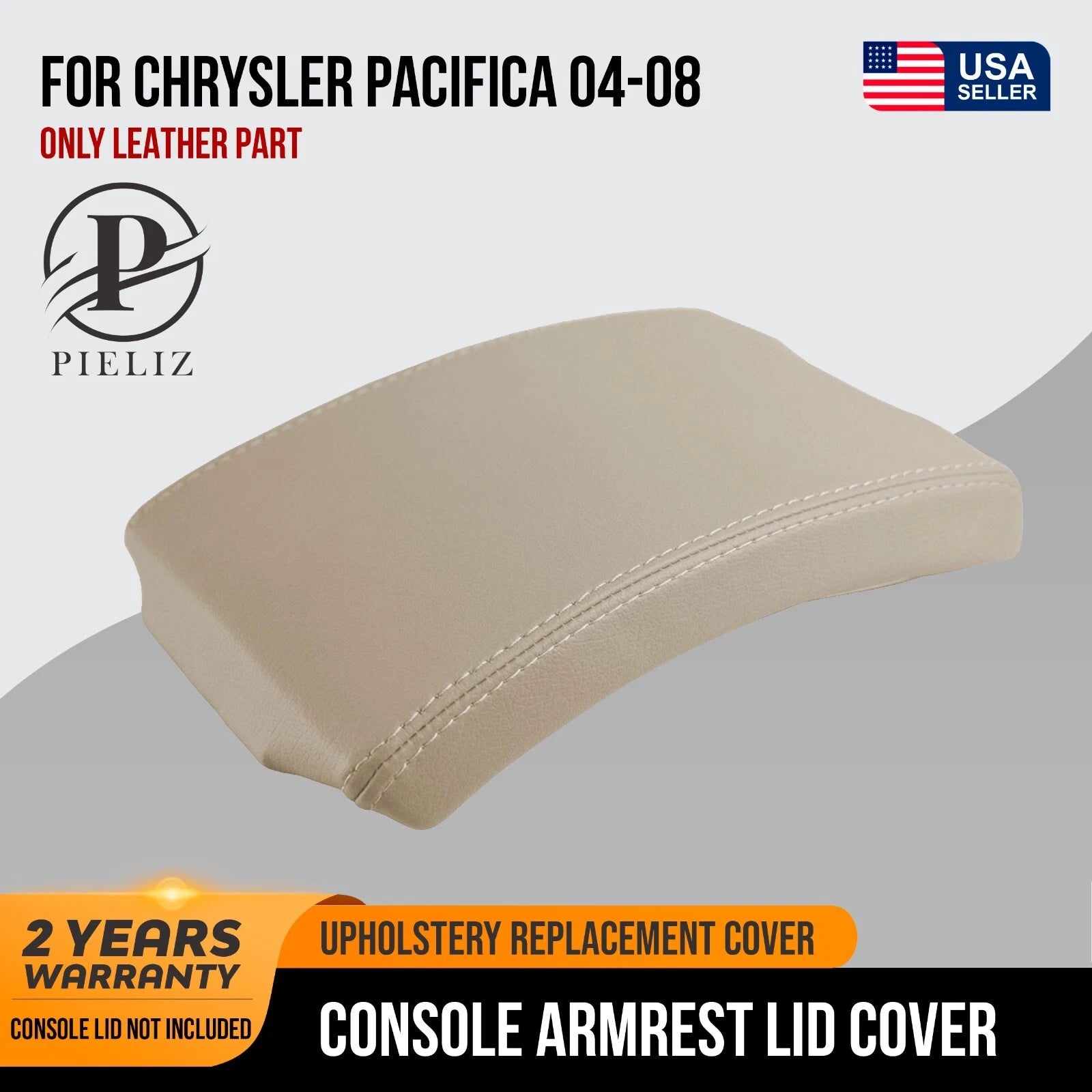 Center Console Armrest Cover for Chrysler Pacifica (2004–2008) Beige Leather
