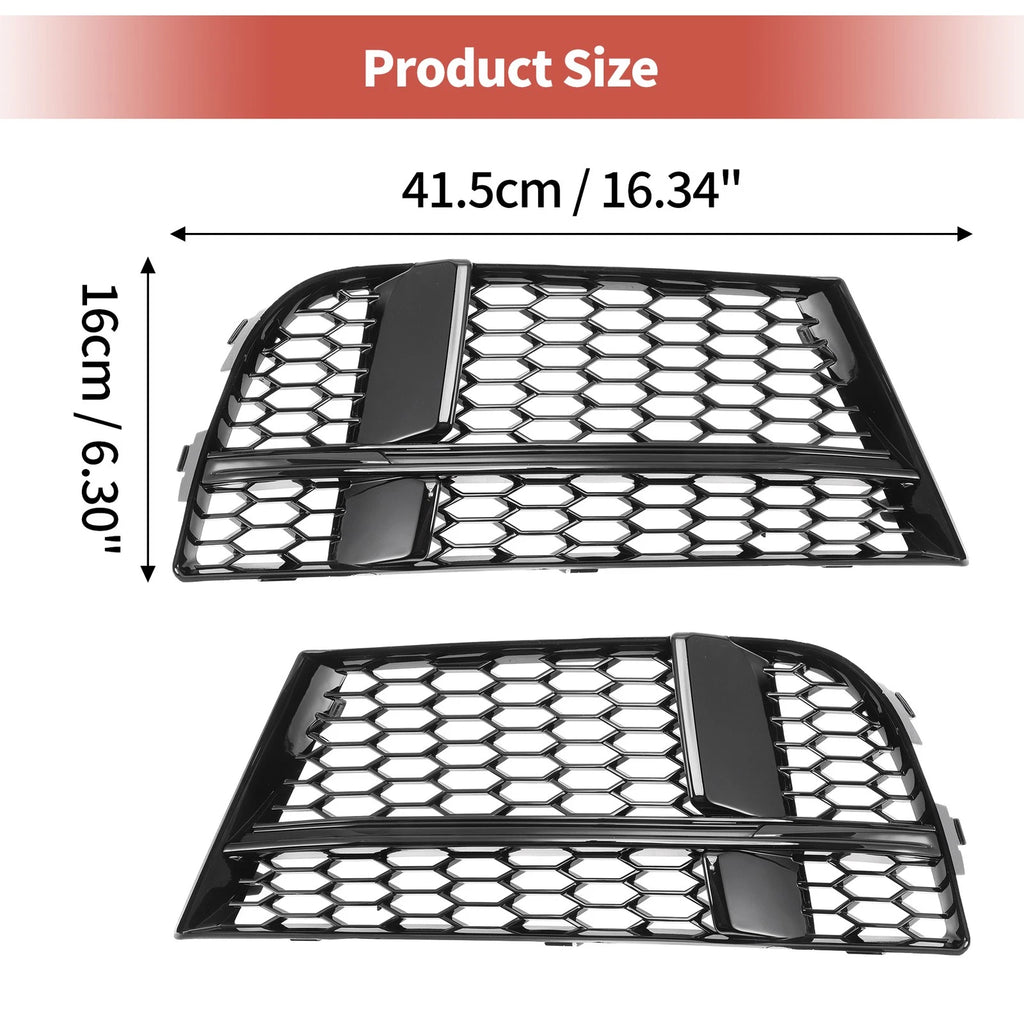 1 Pair Front Fog Light Grill for Audi A3 (2017–2020) No. 8V3807681ABESM Honeycomb