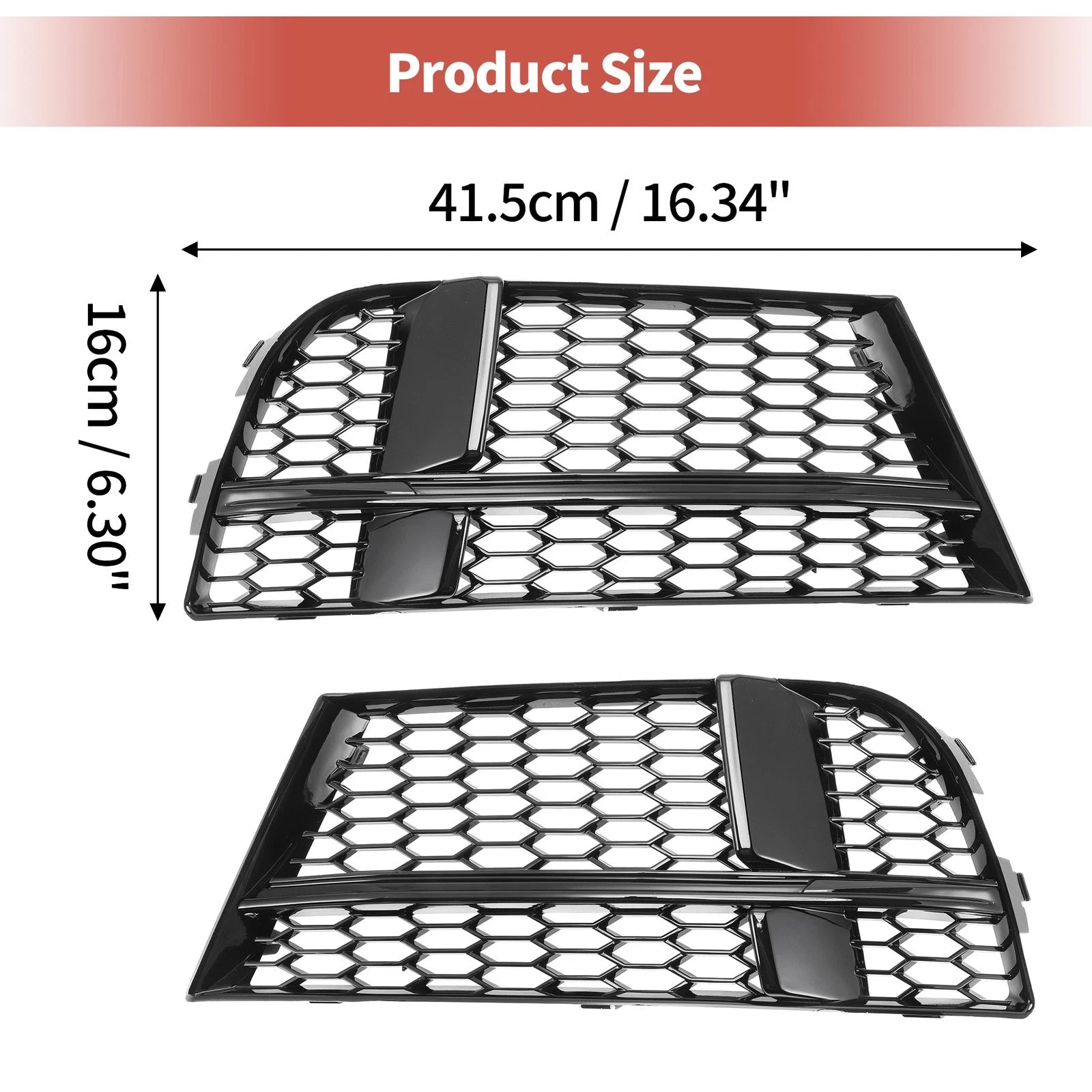 1 Pair Front Fog Light Grill for Audi A3 (2017–2020) No. 8V3807681ABESM Honeycomb