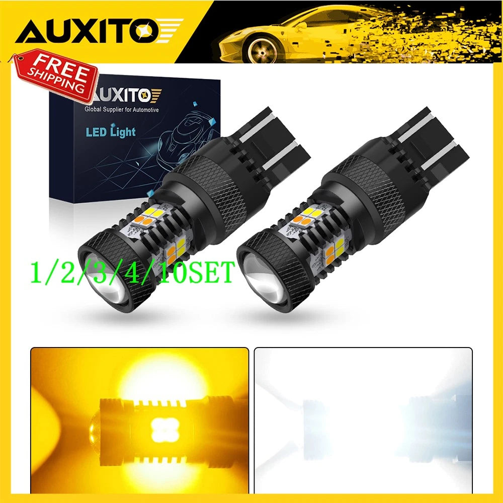 2X 7443 LED Canbus Switchback Turn Signal Bulbs for