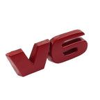 V6 Logo Metal Car Fender Trunk Engine Emblem Badge Red for Universal Fit