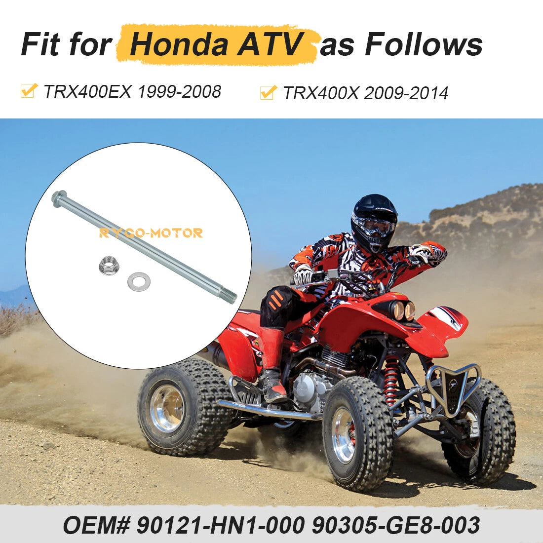 Swing Arm Pivot Bolt Nut Kit for Honda TRX400EX TRX400X (1999–2014) 90121-HN1-000