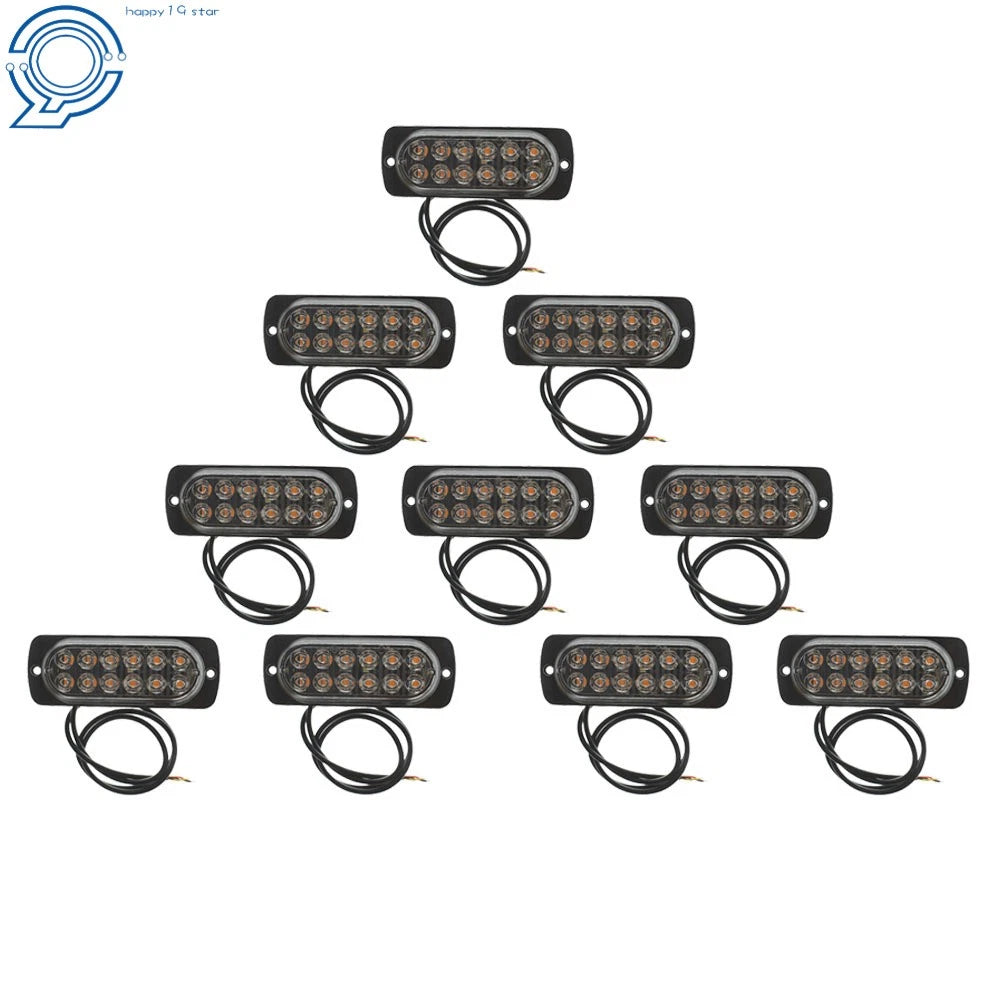 Set of 10 LED Strobe Lights for Emergency Vehicles (12V)