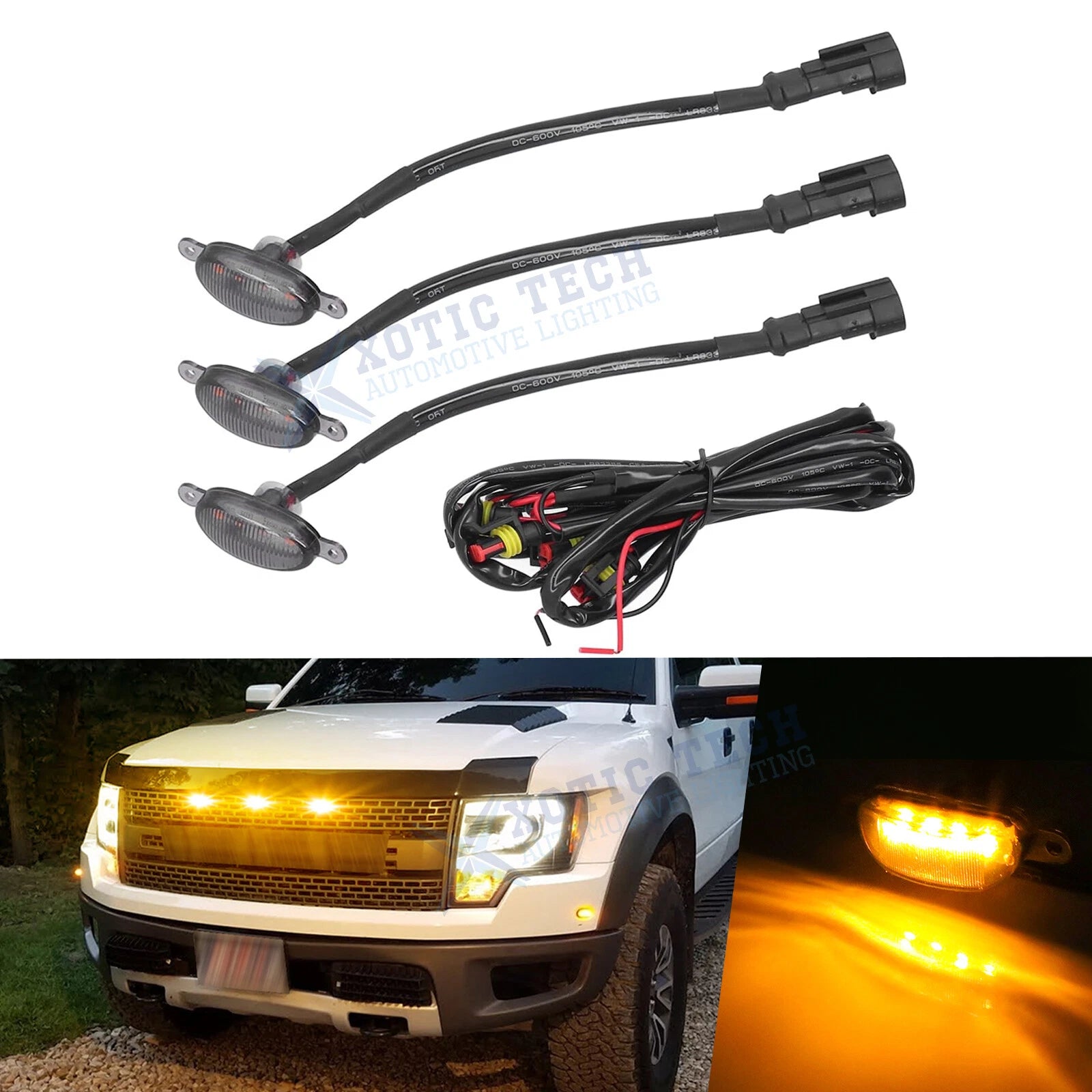 Front Grille for Ford F-150 Raptor (2017–2020) Amber LED Running Light