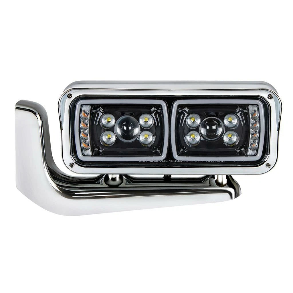 LED Blackout Headlights Full Assembly with Mounting Arms for Peterbilt (2000–2025)