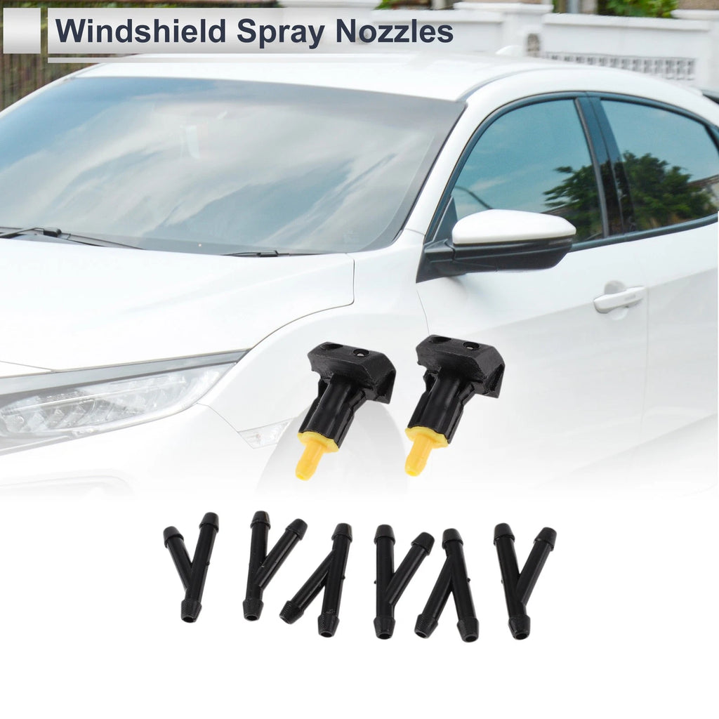 Set of 6 Windshield Washer Nozzles w/ Hose Connector for Nissan
