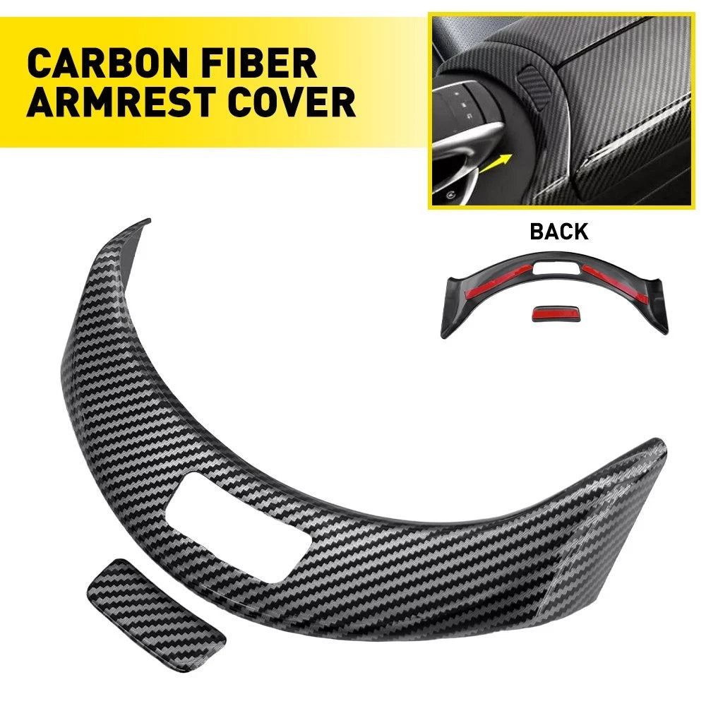 Carbon Fiber Armrest Box Cover Trim for Mercedes C-Class C200 (2015–2020)
