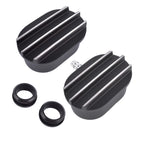 Finned Oval Black Aluminum Valve Cover Breather & PCV Valve Combo Kit for