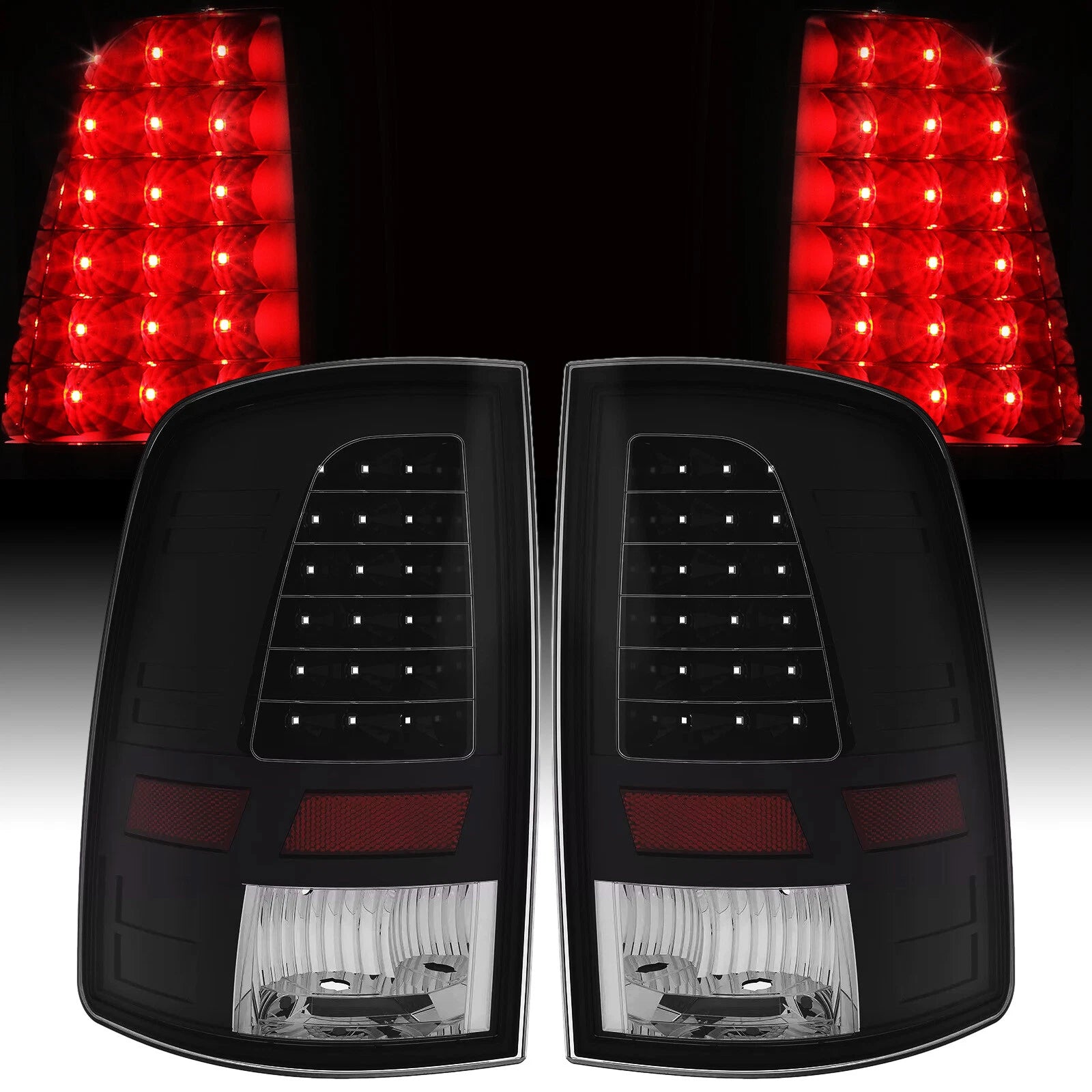 LED Black Tail Lights for Dodge Ram 1500 2500 3500 (2009–2018)