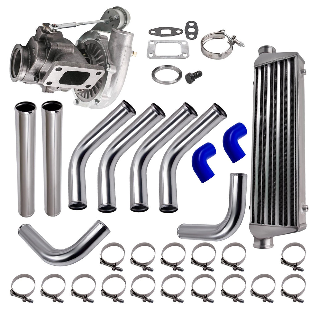 T04E T3 V-band Turbocharger 420HP w/ Intercooler Piping Kit for 4 or 6 Cyl