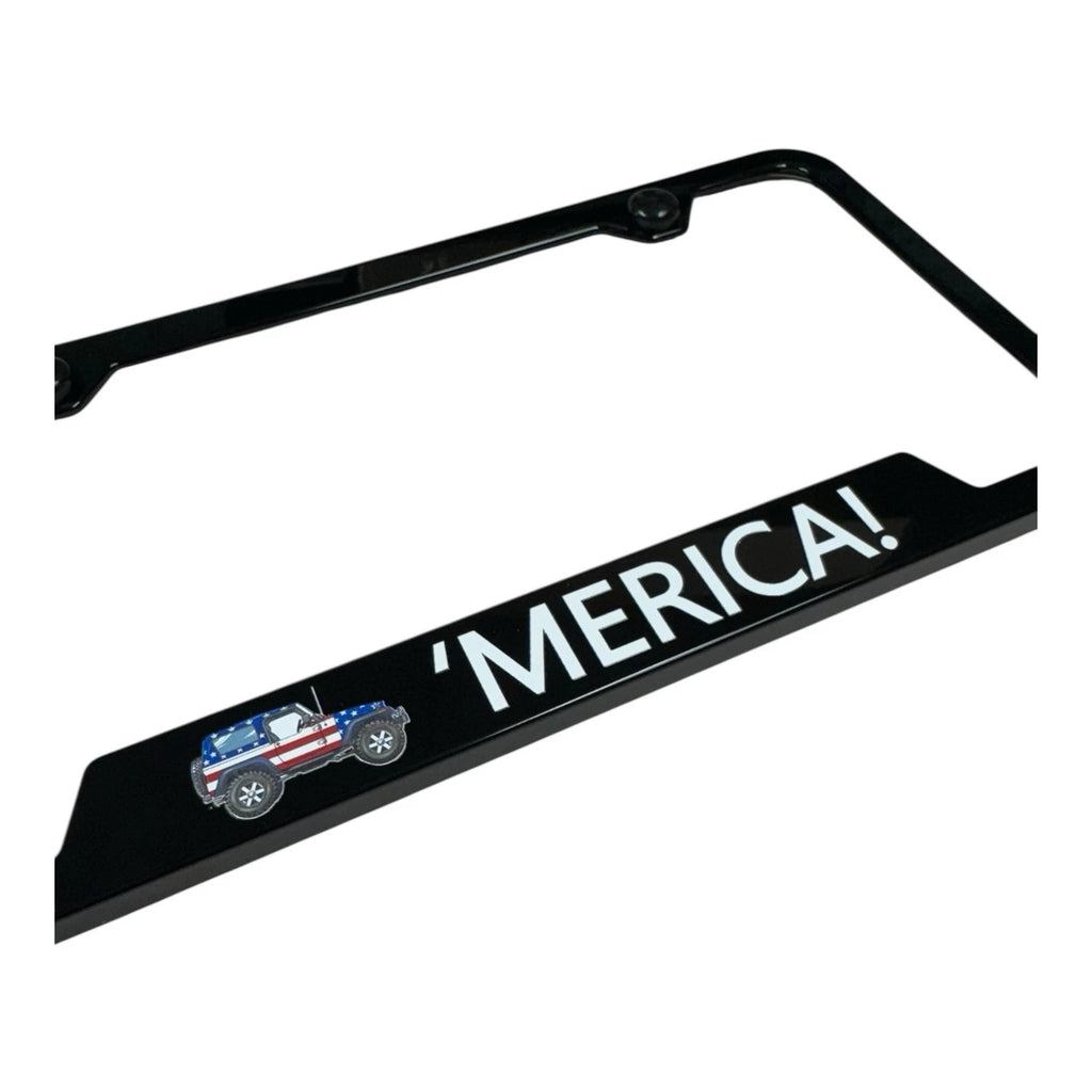 License Plate Frame Script Black Plastic Notched for Jeep Wrangler (2007–2026)