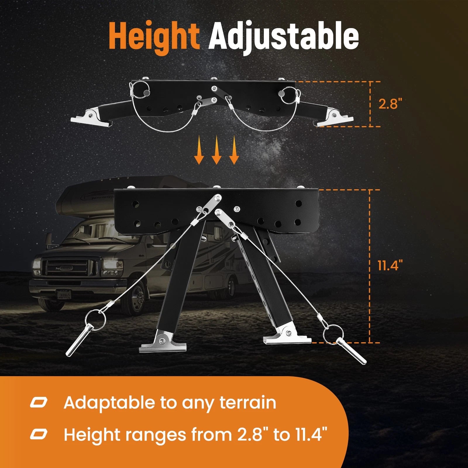 Step Stabilizer Kit for RV Travel Trailers and Motorhomes (2.8"–11.4")