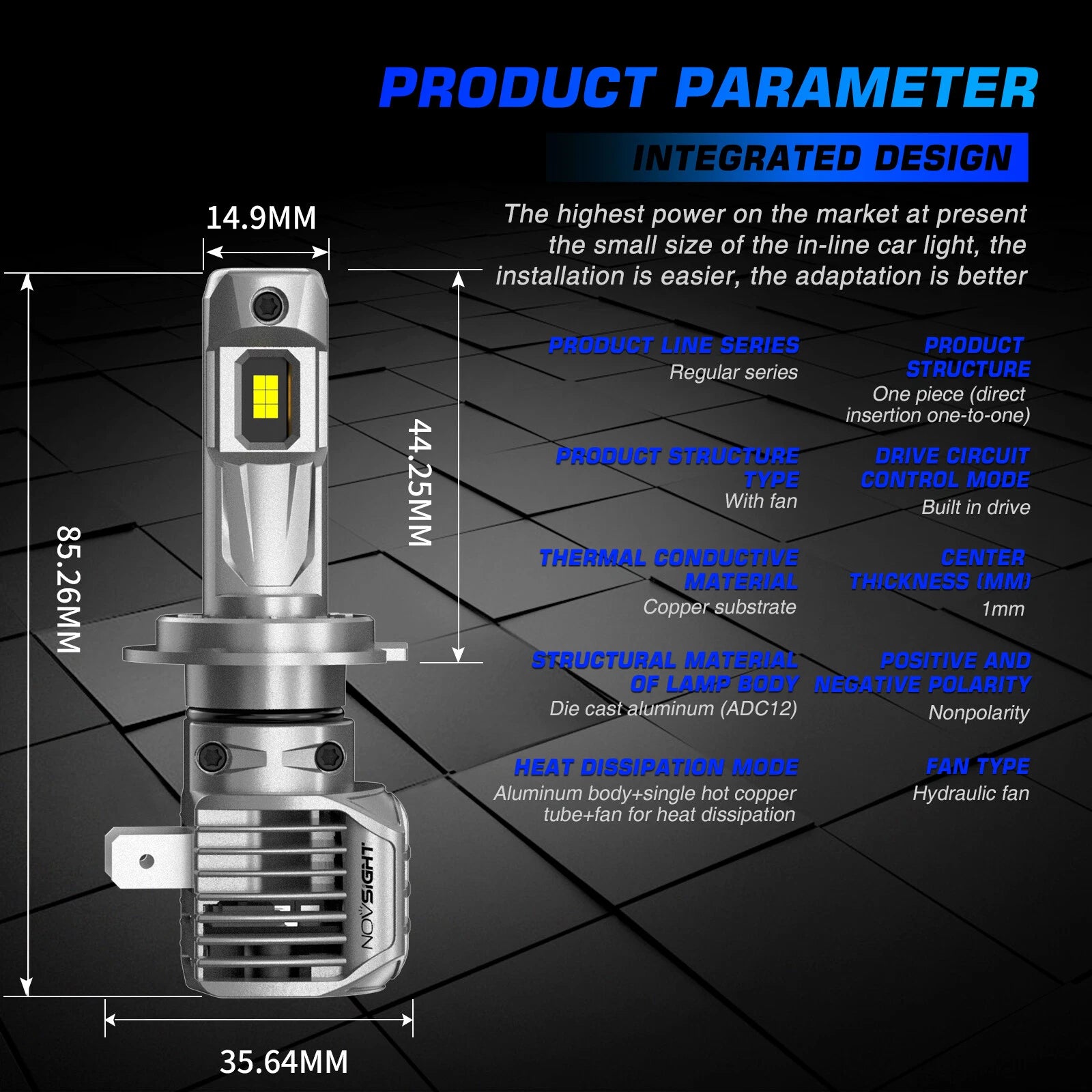 2X H7 LED High/Low Beam Conversion Kit Bulbs for NOVSIGHT (6500K, 22000LM)