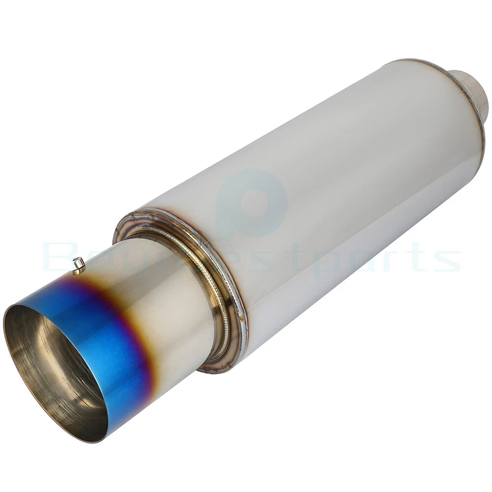 2.5" Inlet 4" Burnt Tip Chrome Exhaust Muffler Universal 19" Long