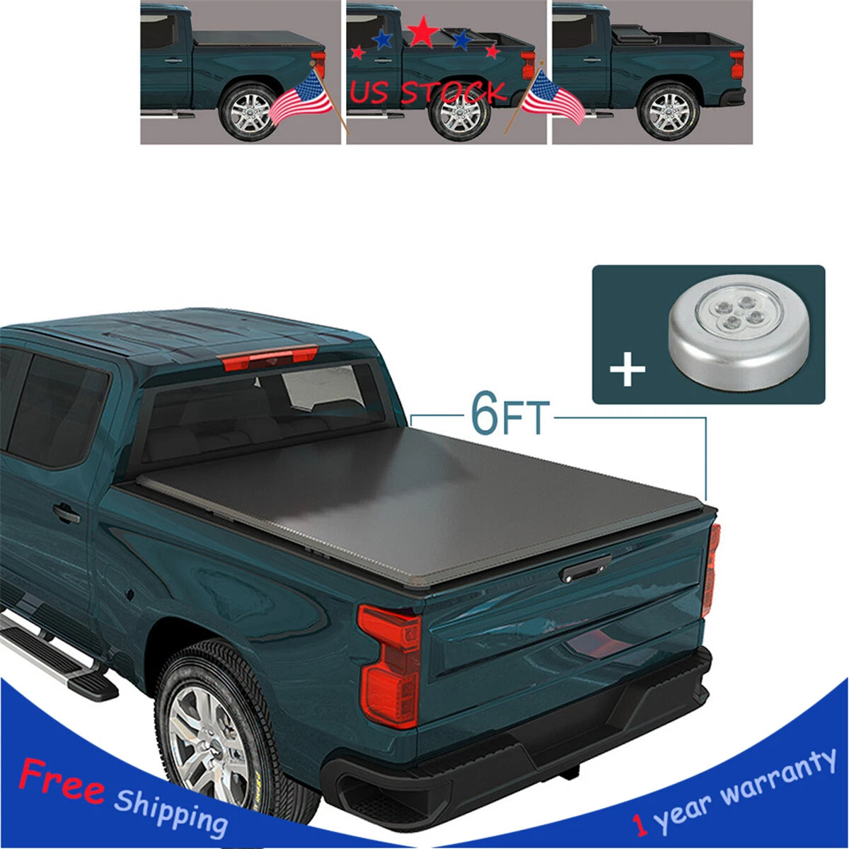 6 FT Soft Lock Tri-Fold Tonneau Cover for Ford Ranger (2019–2021)