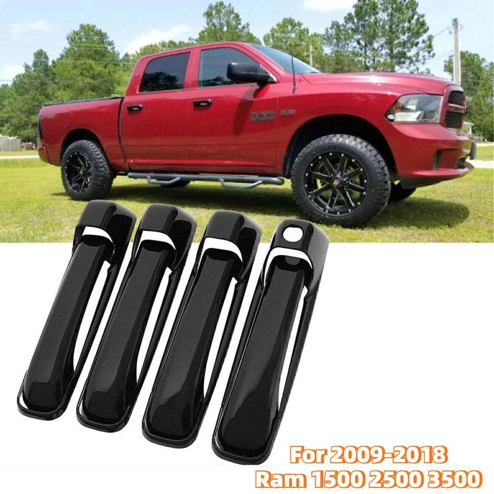 Gloss Black Door Handle Covers Overlay for Ram 1500 2500 3500 (2009–2018)