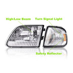 Pair Chrome Headlights with Amber Corner for Ford F150/Expedition