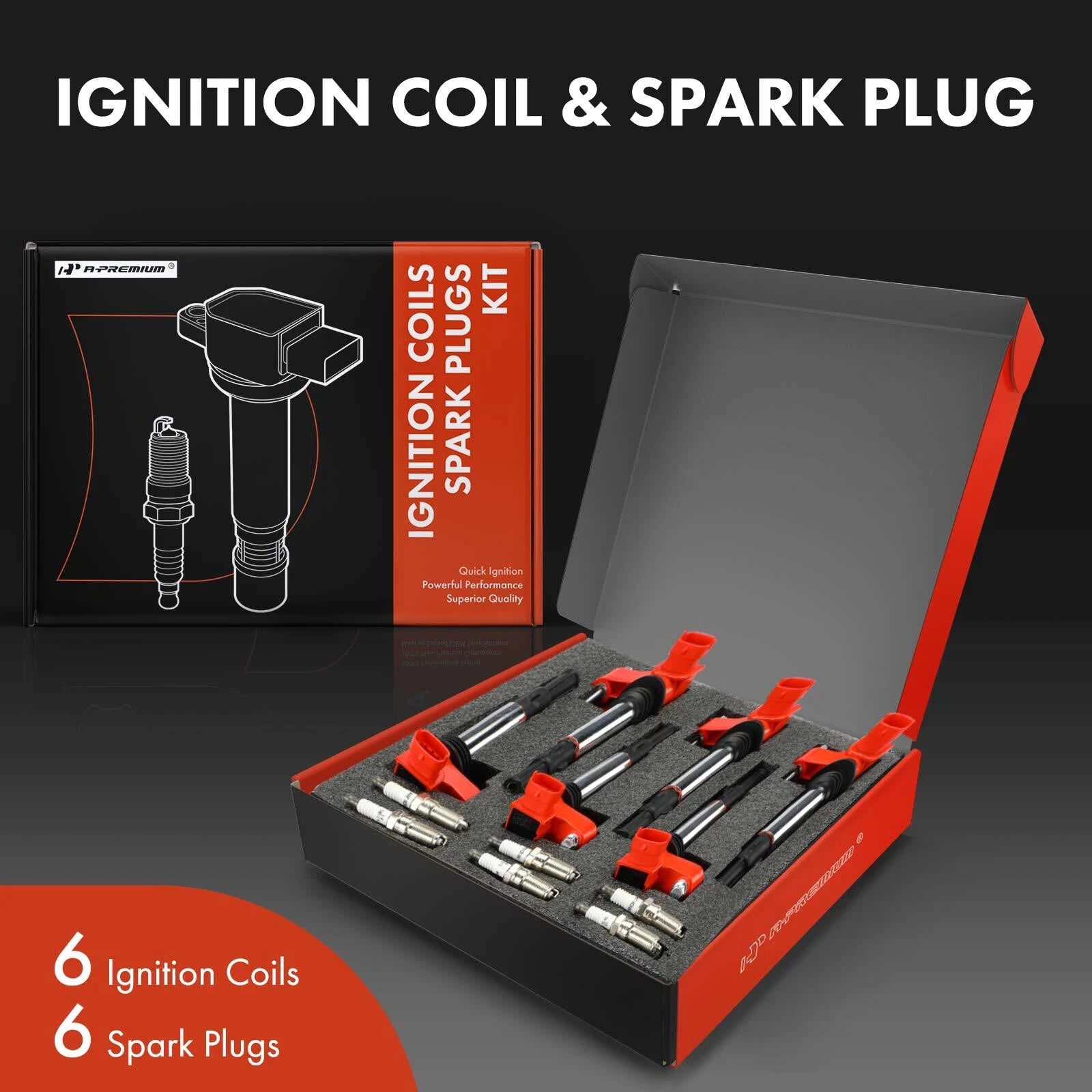 Set of 6 Ignition Coils & 6 Spark Plugs for Chevy Buick