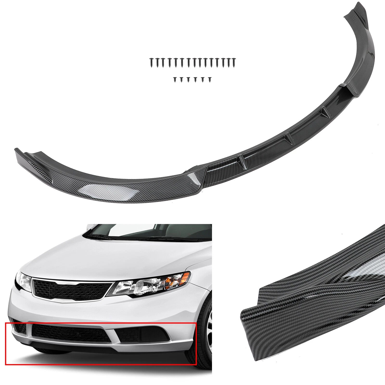 Front Bumper Lip for Kia Forte / Forte5 (2010–2013) Carbon Fiber