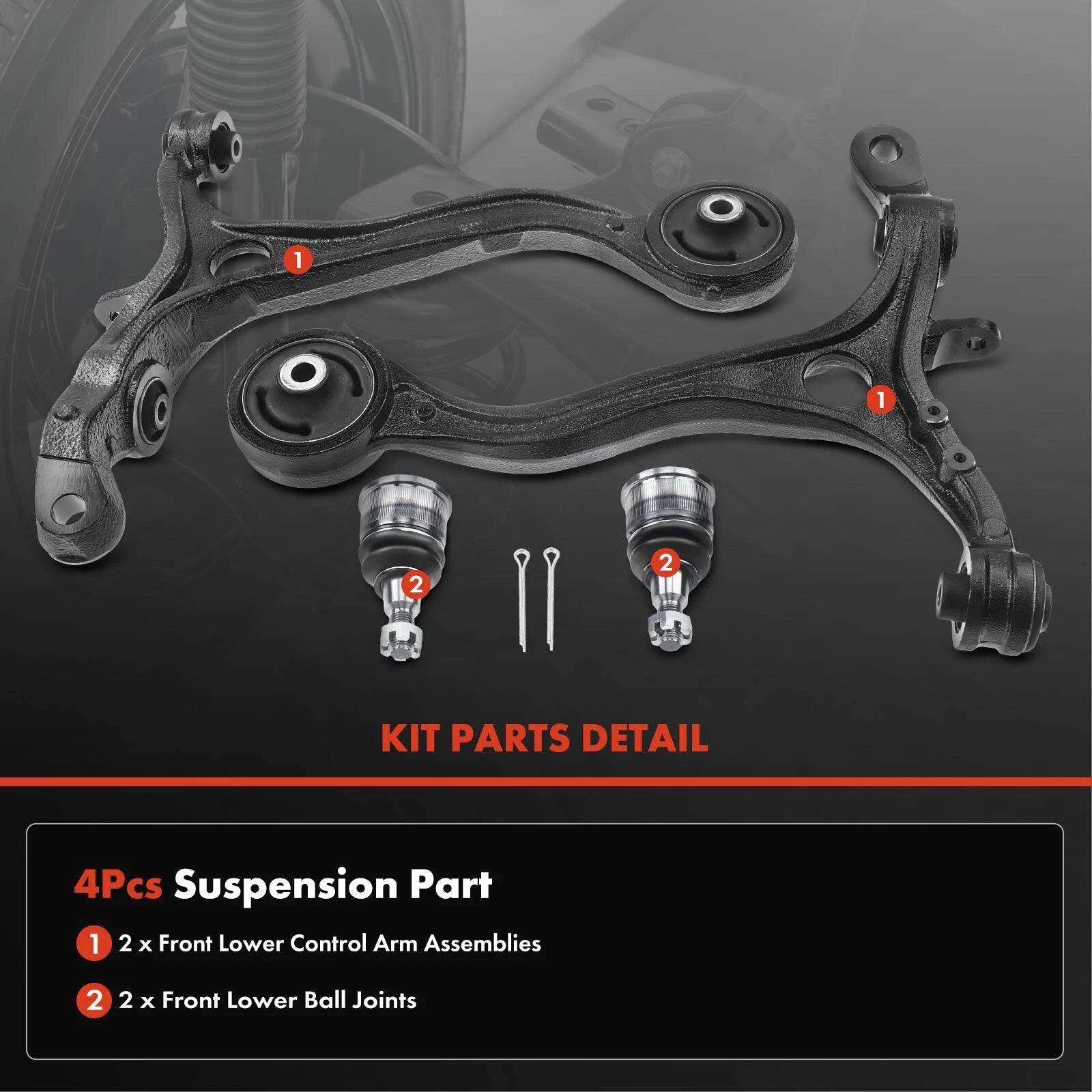 Set of 4 Front Lower Control Arm Ball Joints for Honda Accord (2008–2012)