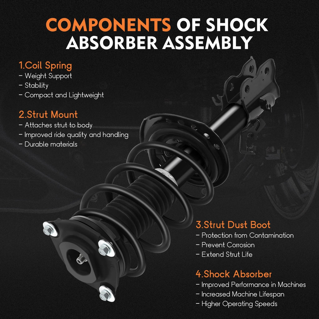 Set of 4 Complete Struts with Springs & Shocks for Nissan Sentra (2014–2019)