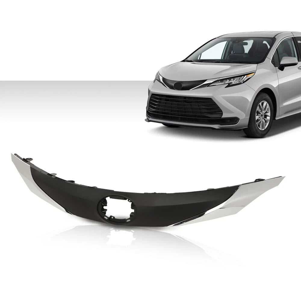 Front Bumper Upper Grille for Toyota Sienna (2021–2022) with Chrome Trim