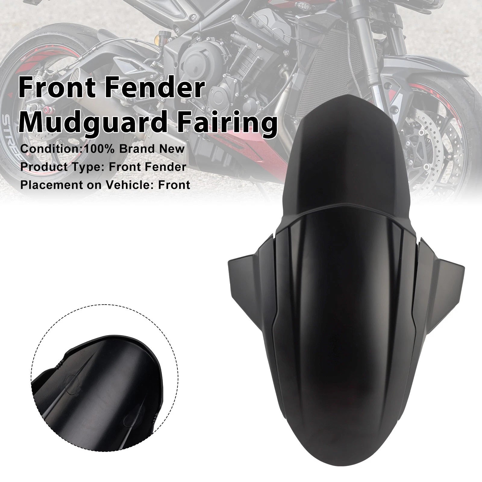 Front Fender Mudguard for Triumph Street Triple 765 R RS (2020–2025) Black