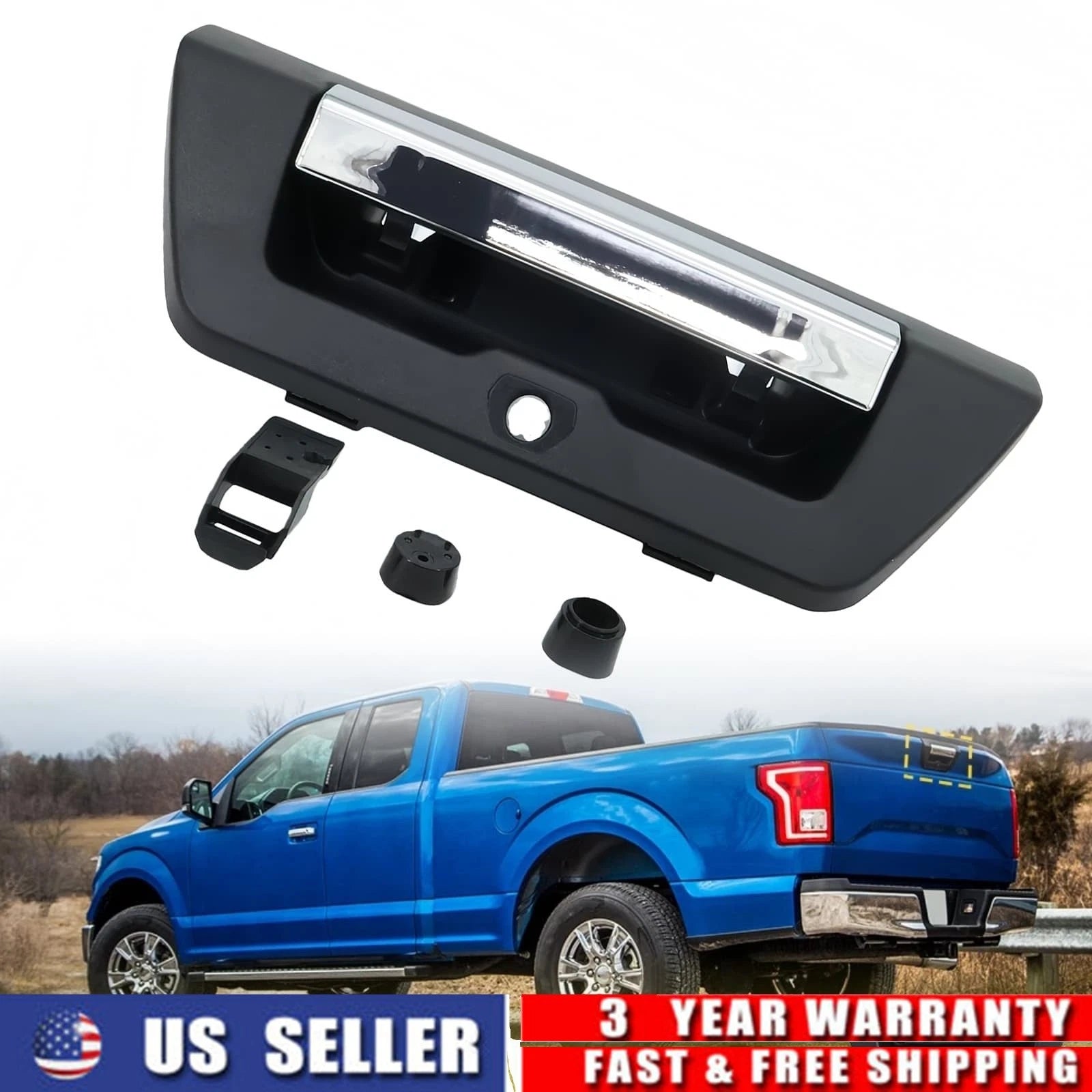 Chrome Tailgate Handle Lever for Ford F-150 Raptor Lariat Platinum (2015–2017)