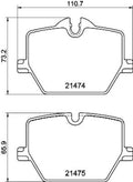 Set of 4 Hella Pagid Rear Disc Brake Pads for BMW Z4, 330i, 330i xDrive (2003–2023)