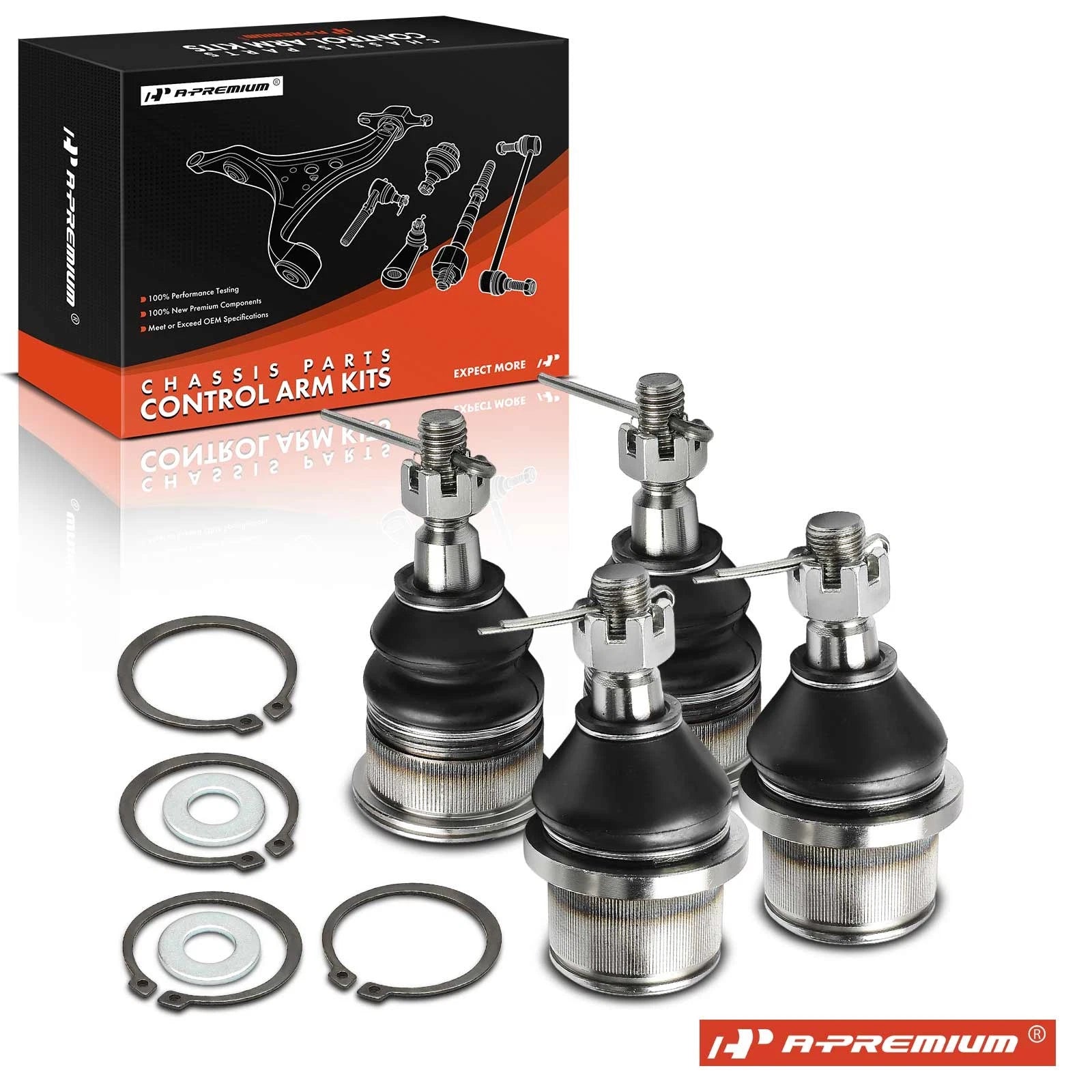 Set of 4 Front Lower & Upper Ball Joints for Chevrolet Express 2500