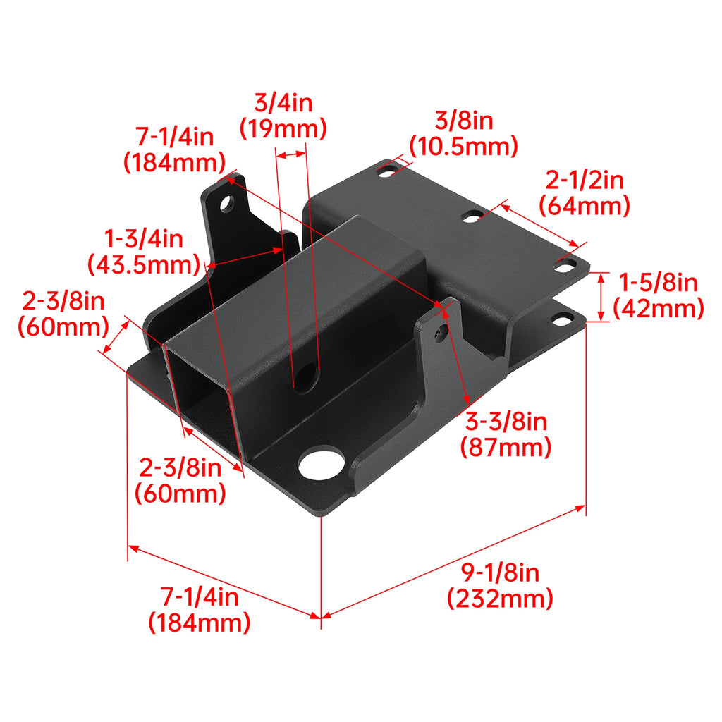 2" Receiver Rear Trailer Hitch Mount Bracket for Kawasaki Mule 600/610/SX (2007–2023)