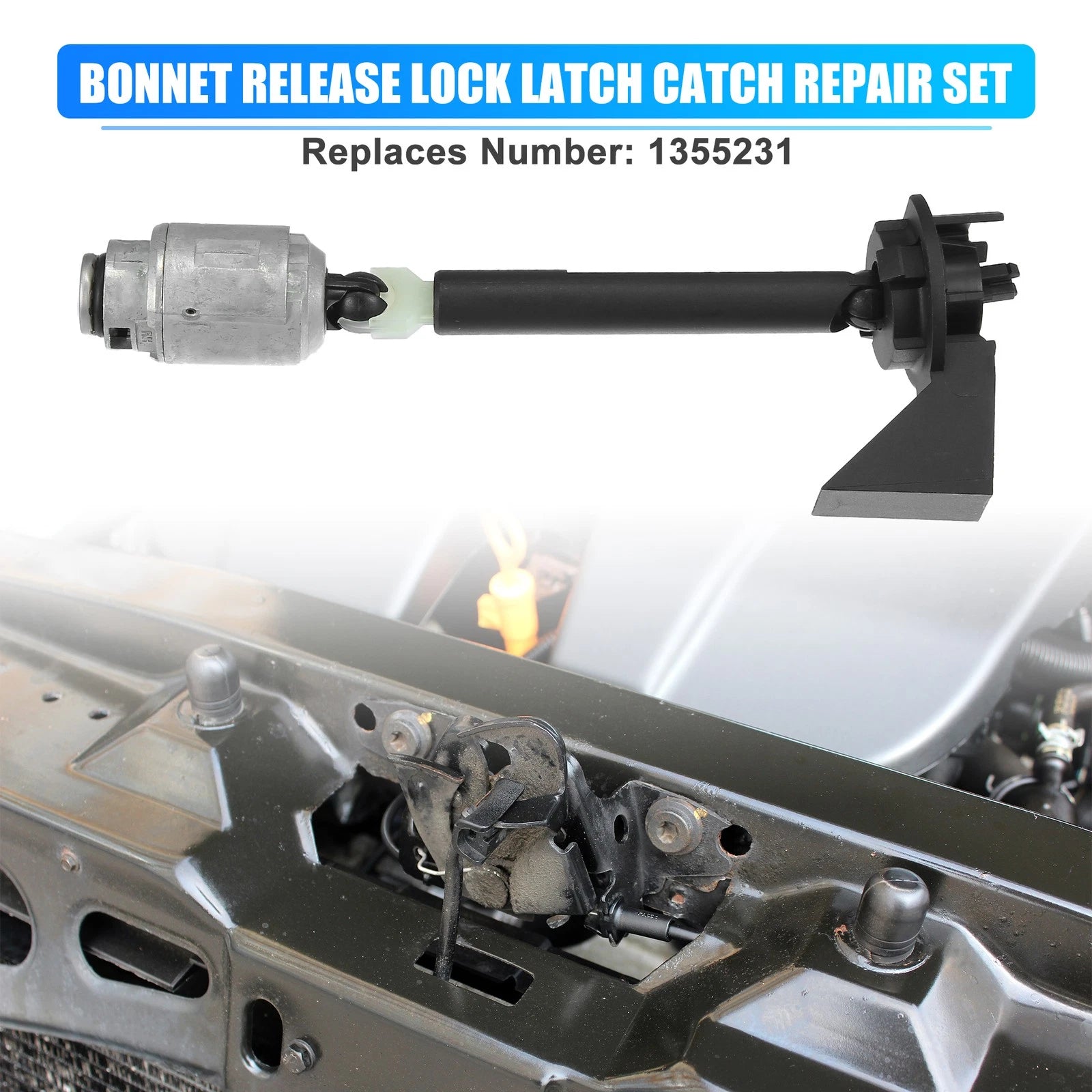Set of 1 Bonnet Release Lock Kit with Latch & 2 Keys for Ford Focus (2004–2012)
