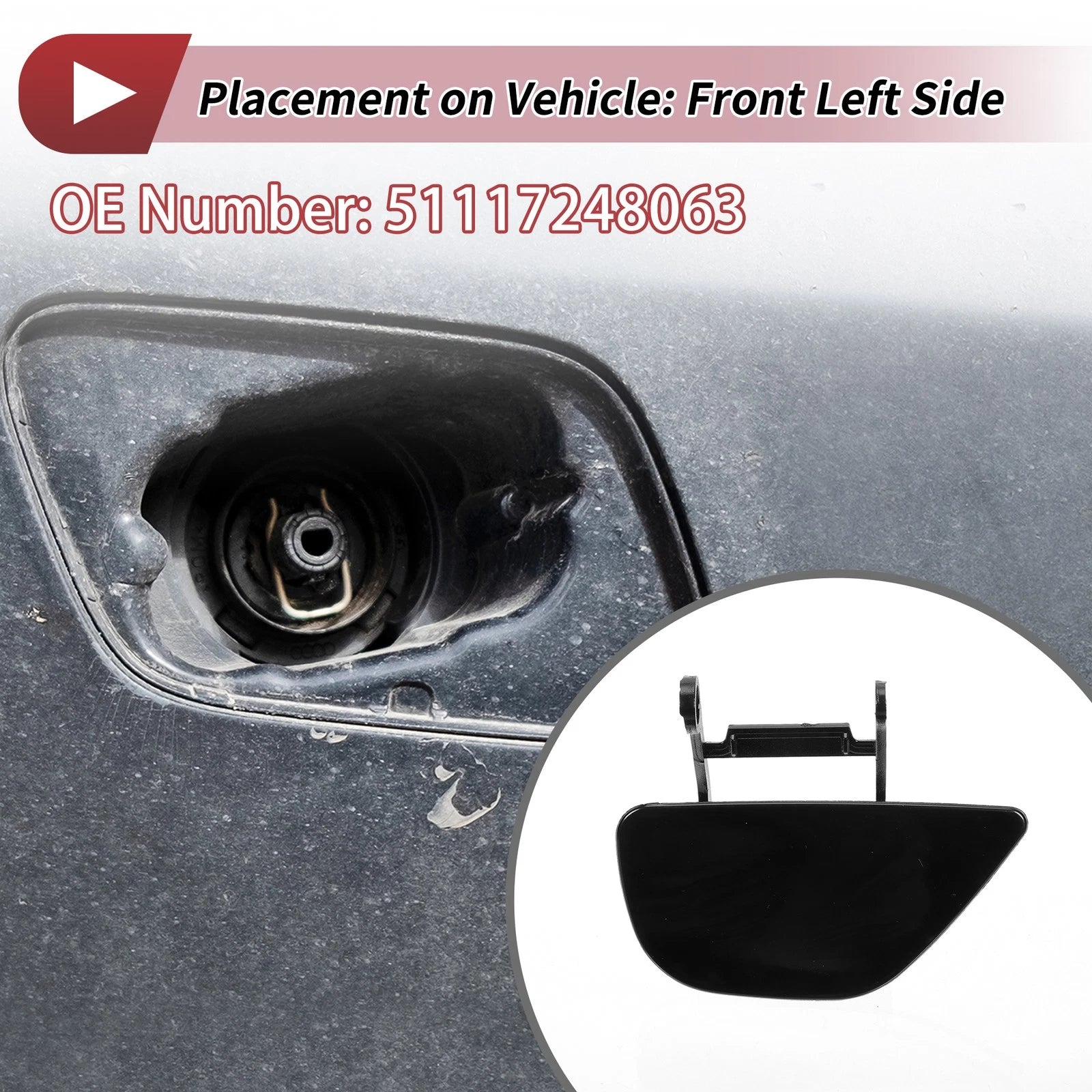 Front Left Washer Nozzle Cover Cap No. 51117248063 for BMW 535i GT (2010–2017)