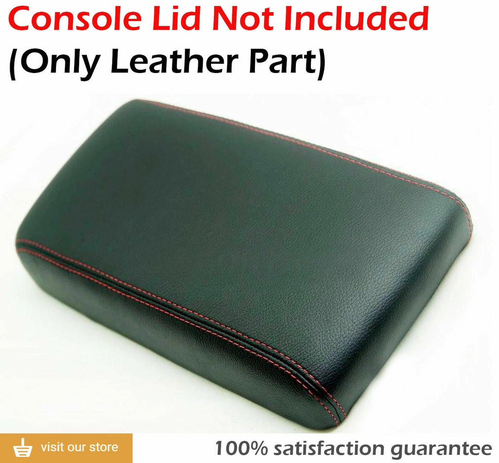 Leather Console Lid Armrest Cover for Nissan Pathfinder (1996–2004) Red Stitch