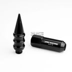 20x M12x1.5 107mm Tall Black Aluminum Spiked Cap Lug Nuts + Adapter