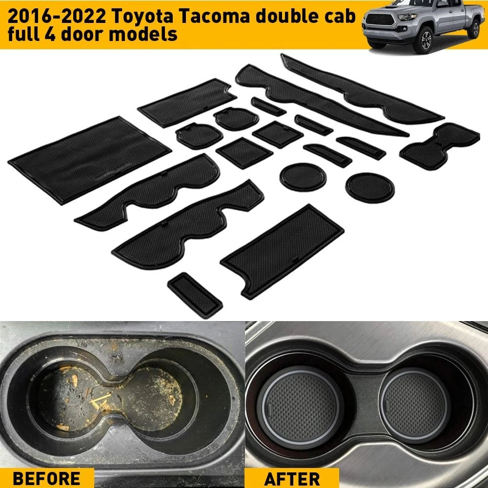 Cup and Door Center Console Liner Insert for Toyota Tacoma (2016–2022)