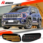 2X Front LED Amber Side Marker Lights for Jeep Renegade (2015–2022) Smoked Lens