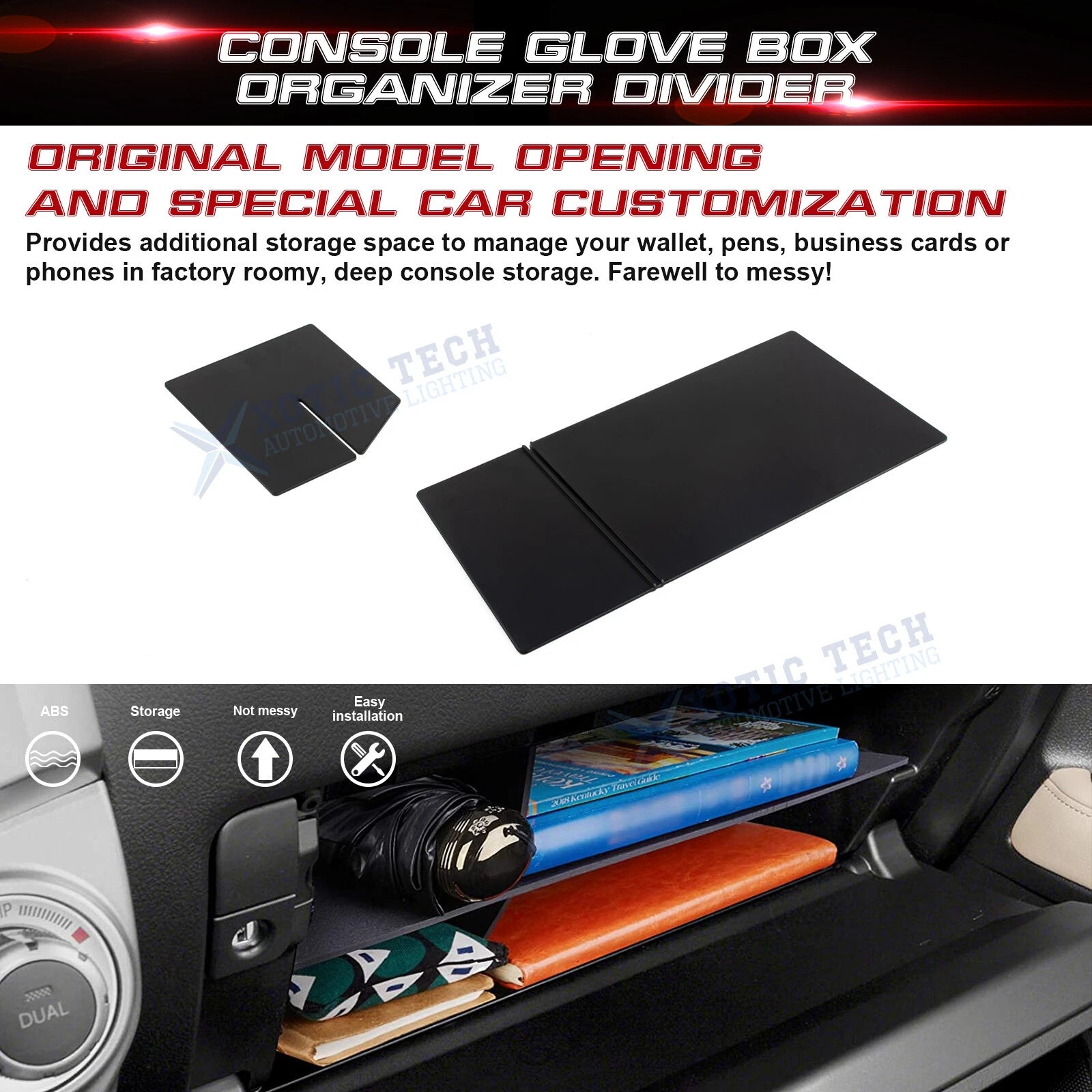 Glove Box Storage Organizer Divider for Toyota 4Runner Lexus GX 460 (2010-2023)