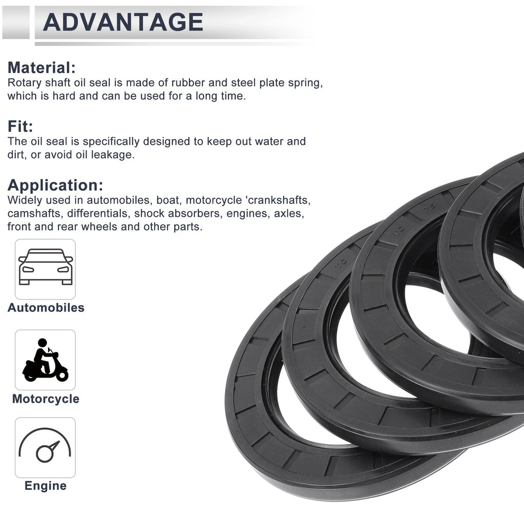 Set of 5 Oil Seal Rotary Shaft Seal 75x110x10mm for Various Models