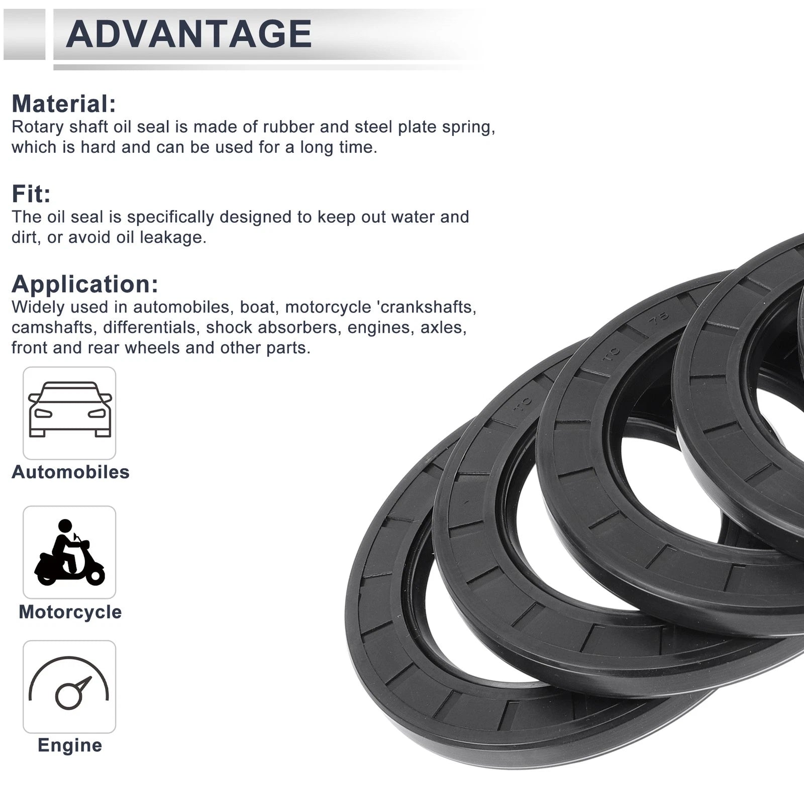 Set of 5 Oil Seal Rotary Shaft Seal 75x110x10mm for Various Models