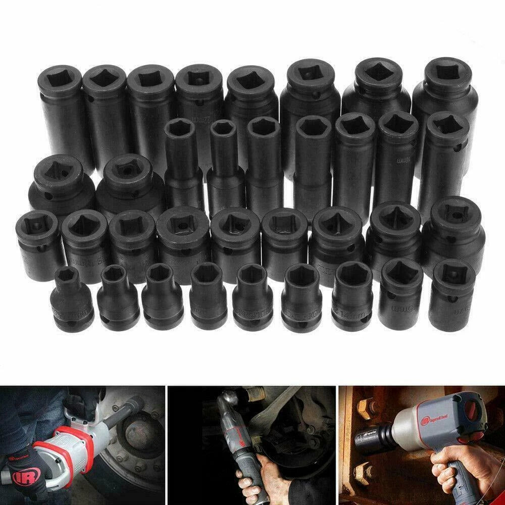 Set of 35 Deep Impact Sockets 1/2" Drive 8-32mm with Case